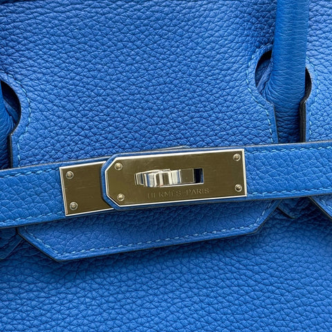 【中古】 Hermes エルメス  バーキン30 ブルーイドラ トゴ シルバー金具 C刻(2018年) ブランドバッグ ハンドバッグ バッグ  中古品 レディース (HERMES,BIRKIN30,Blue hydra,Togo,silver,handbag,used)