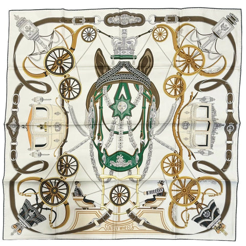 [Brand new, unused] Hermes SCARF Carre 90 "Stately Wheels" H004163S07 100% silk, women's, gift, present