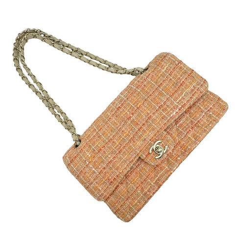 [Used] CHANEL Chanel Matelasse Tweed Double Flap Double Chain Shoulder Bag Orange Gold Hardware 10 Series (2006) Brand Bag Shoulder Bag Used (CHANEL, Matelasse, Tweed, Orange, Gold, Double Flap, Double Chain, Shourder Bag, Used)