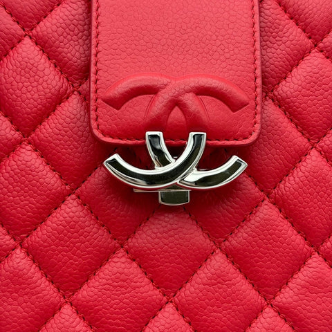 [Used] CHANEL CC Square Chain Camera Bag Red Caviar Skin Red Silver Hardware 24th Series (2017) Brand Bag Shoulder Bag Used (CHANEL, cc, square, red, caviaskin, silver, chain, shourderbag, used)