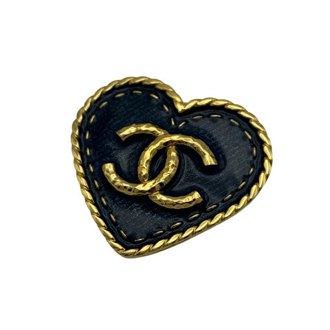 [Used] CHANEL Heart Motif GP Denim Brooch Gold I24P (2024) Branded Accessories Brooch Used (CHANEL, heart motif, denim, brooch, gold, used)