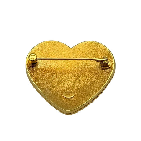 [Used] CHANEL Heart Motif GP Denim Brooch Gold I24P (2024) Branded Accessories Brooch Used (CHANEL, heart motif, denim, brooch, gold, used)