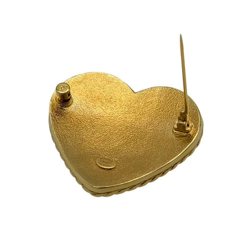 [Used] CHANEL Heart Motif GP Denim Brooch Gold I24P (2024) Branded Accessories Brooch Used (CHANEL, heart motif, denim, brooch, gold, used)