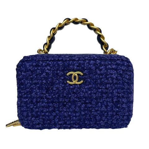 【中古】 CHANEL シャネル 2way ショルダーバッグ ブルー ツイード ブルー系 ゴールド金具 ランダム番(2021年～) ブランドバッグ ハンドバッグ 中古品 (CHANEL,2way,blue,tweed,gold,shourderbag,handbag,used)