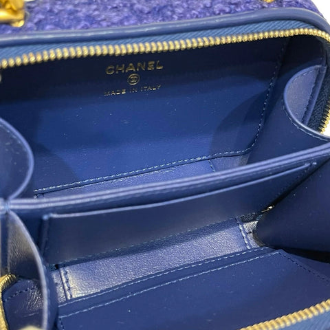 【中古】 CHANEL シャネル 2way ショルダーバッグ ブルー ツイード ブルー系 ゴールド金具 ランダム番(2021年～) ブランドバッグ ハンドバッグ 中古品 (CHANEL,2way,blue,tweed,gold,shourderbag,handbag,used)