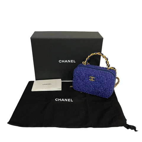 【中古】 CHANEL シャネル 2way ショルダーバッグ ブルー ツイード ブルー系 ゴールド金具 ランダム番(2021年～) ブランドバッグ ハンドバッグ 中古品 (CHANEL,2way,blue,tweed,gold,shourderbag,handbag,used)