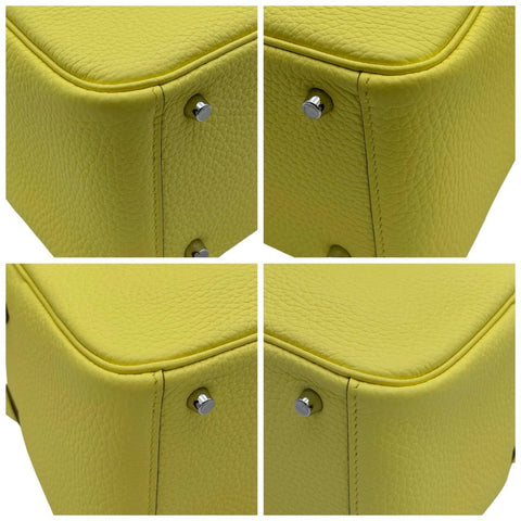 [Brand new] Hermès Mini Lindy Limoncello Yellow Taurillon Clemence Silver hardware B engraved (2023) Brand bag Shoulder bag Handbag New (HERMES,MINILINDY,Limon chello,Taurillon Clemence,silver,shoulder bag,hand bag,New)