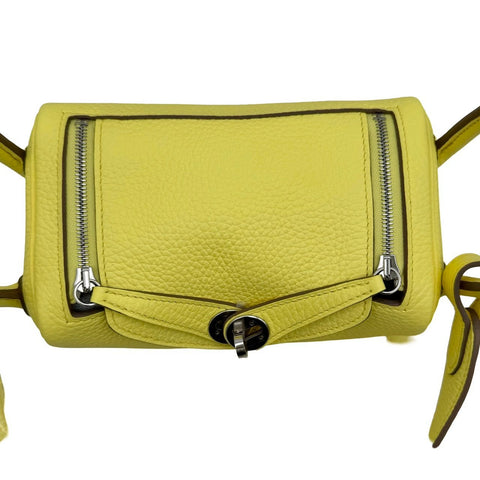 [Brand new] Hermès Mini Lindy Limoncello Yellow Taurillon Clemence Silver hardware B engraved (2023) Brand bag Shoulder bag Handbag New (HERMES,MINILINDY,Limon chello,Taurillon Clemence,silver,shoulder bag,hand bag,New)