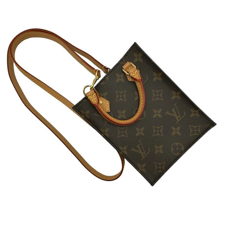 [Used] LOUIS VUITTON Monogram Petit Sac Plat M81295 IC tag Gold hardware 2way handbag Used (LOUIS VUITTON,monogram,petit sacpla,canvas,gold,shourderbag,handbag,used)