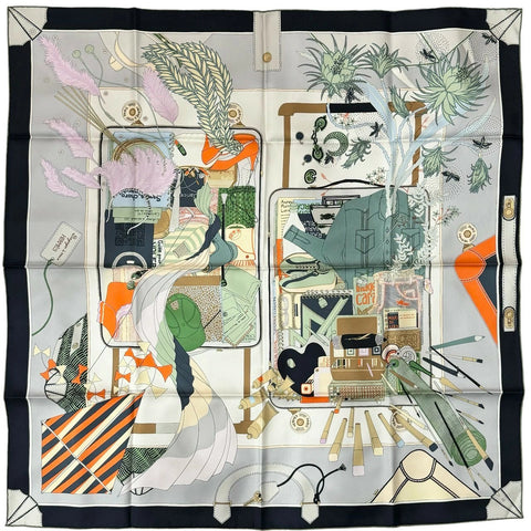 [Brand new, unused] Hermes SCARF Carre 90 "Bagage a Man" H004119S01 100% silk Women's gift present