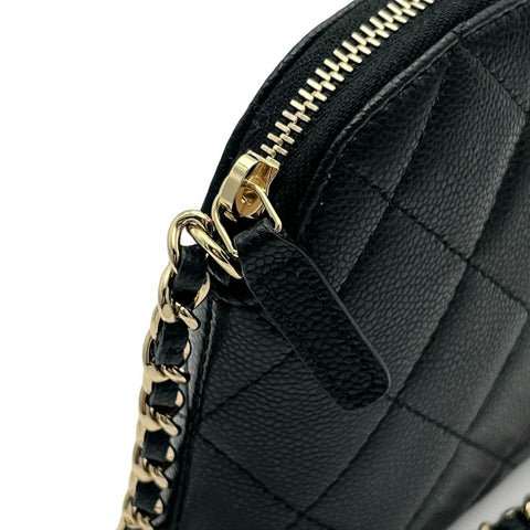 【中古】 CHANEL シャネル マトラッセ チェーン ショルダーバッグ ブラック キャビアスキン ゴールド金具 ランダム番(2021年～) 中古品 (CHANEL,matelasse,chain,shourderbag,caviaskin,black,gold,used)