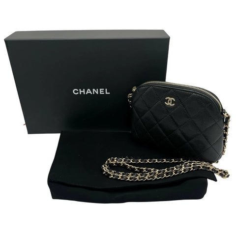 【中古】 CHANEL シャネル マトラッセ チェーン ショルダーバッグ ブラック キャビアスキン ゴールド金具 ランダム番(2021年～) 中古品 (CHANEL,matelasse,chain,shourderbag,caviaskin,black,gold,used)