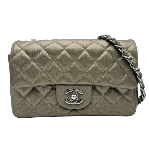 【中古】 CHANEL シャネル ミニマトラッセ チェーン ショルダーバッグ ブラウン キャビアスキン ブラウン系 シルバー金具 23番台(2016年) ブランドバッグ ショルダーバッグ 中古品 (CHANEL,minimatelasse,brown,caviaskin,silver,shourderbag,used)