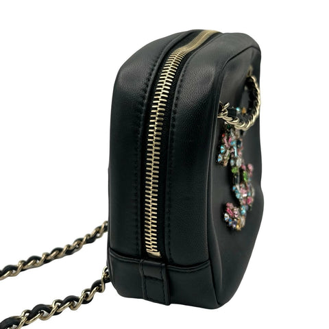 【中古】 CHANEL シャネル ビジュー チェーンショルダーバッグ ブラック ブラック系 ラムスキン シルバー金具 30番台(2020年) ブランドバッグ ショルダーバッグ 中古品 レディース (CHANEL,Bijou,Black,lambskin,silver,shoulderbag,used)