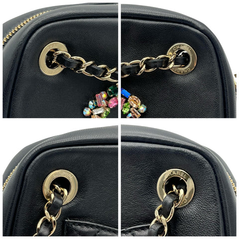 【中古】 CHANEL シャネル ビジュー チェーンショルダーバッグ ブラック ブラック系 ラムスキン シルバー金具 30番台(2020年) ブランドバッグ ショルダーバッグ 中古品 レディース (CHANEL,Bijou,Black,lambskin,silver,shoulderbag,used)