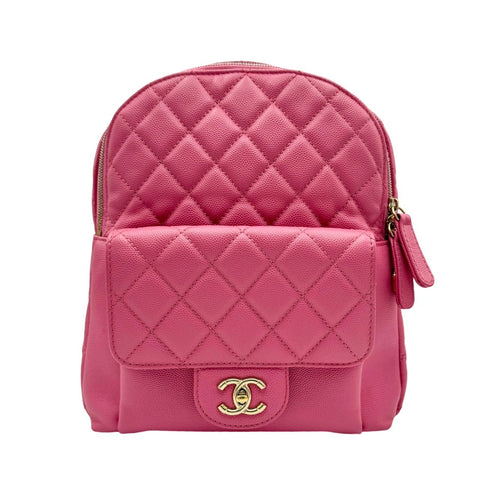 【中古】 CHANEL シャネル マトラッセ 2way バックパック ピンク キャビアスキン ピンク系 ゴールド金具 26番台(2018年) ブランドバッグ リュック 中古品 (CHANEL,matelasse,pink,caviaskin,gold,2way,backpack,used)