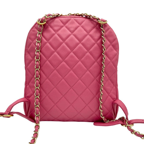 【中古】 CHANEL シャネル マトラッセ 2way バックパック ピンク キャビアスキン ピンク系 ゴールド金具 26番台(2018年) ブランドバッグ リュック 中古品 (CHANEL,matelasse,pink,caviaskin,gold,2way,backpack,used)