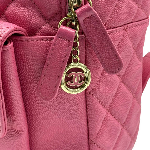 【中古】 CHANEL シャネル マトラッセ 2way バックパック ピンク キャビアスキン ピンク系 ゴールド金具 26番台(2018年) ブランドバッグ リュック 中古品 (CHANEL,matelasse,pink,caviaskin,gold,2way,backpack,used)