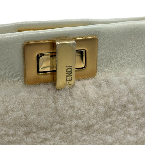 【中古】 FENDI フェンディ ピーカブー 2way ハンドバッグ ホワイト ムートン レザー ホワイト系 ゴールド金具 8BN244 中古品 (FENDI,peekaboo,white,shearling,leather,2way,handbag,shourder,used)