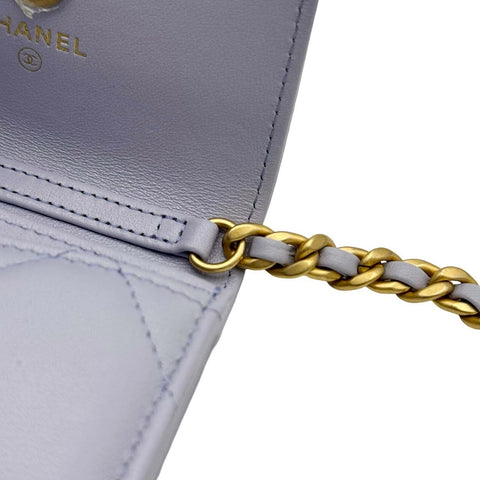 【中古】 CHANEL シャネル マトラッセ チェーン コインパース パープル ラムスキン ゴールド金具 31番台(2021年) ブランド小物 コインケース (CHANEL,matelasse,coin purse,lambskin,purple,coincase,gold,used)