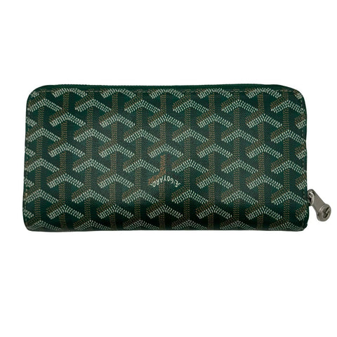 【中古】 GOYARD ゴヤール マティニョン GM ウォレット グリーン PVC×レザー  シルバー金具 中古品 (GOYARD,matignon,gm,wallet,green,pvc,lether,silver,used)