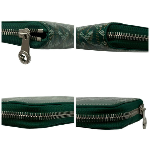 【中古】 GOYARD ゴヤール マティニョン GM ウォレット グリーン PVC×レザー  シルバー金具 中古品 (GOYARD,matignon,gm,wallet,green,pvc,lether,silver,used)