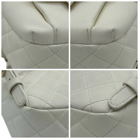 [Used] CHANEL Chanel Matelasse Backpack White Caviar Skin White Gold Hardware 26th Series (2018) Brand Bag Backpack Used (CHANEL, matelasse, white, caviaskin, gold, backpack, used)