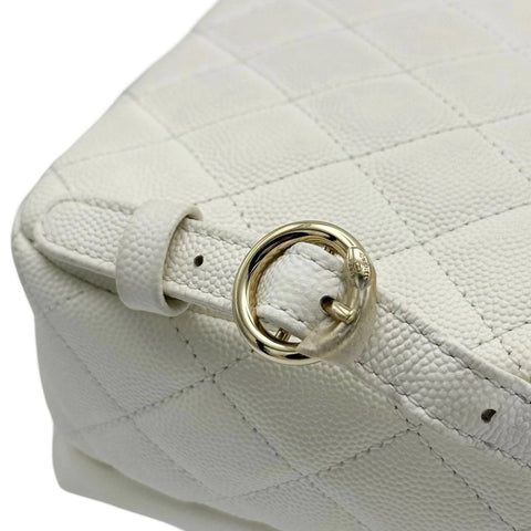 [Used] CHANEL Chanel Matelasse Backpack White Caviar Skin White Gold Hardware 26th Series (2018) Brand Bag Backpack Used (CHANEL, matelasse, white, caviaskin, gold, backpack, used)