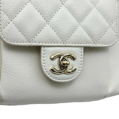 [Used] CHANEL Chanel Matelasse Backpack White Caviar Skin White Gold Hardware 26th Series (2018) Brand Bag Backpack Used (CHANEL, matelasse, white, caviaskin, gold, backpack, used)