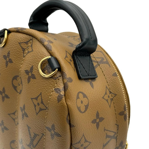 【中古】 LOUIS VUITTON ルイヴィトン モノグラムリバース パームスプリングミニ バックパック M44872 ゴールド金具 リュック 中古品 (LOUIS VUITTON,monogram reverse,parmspring,mini,monogramcanvas,gold,backpack,used)