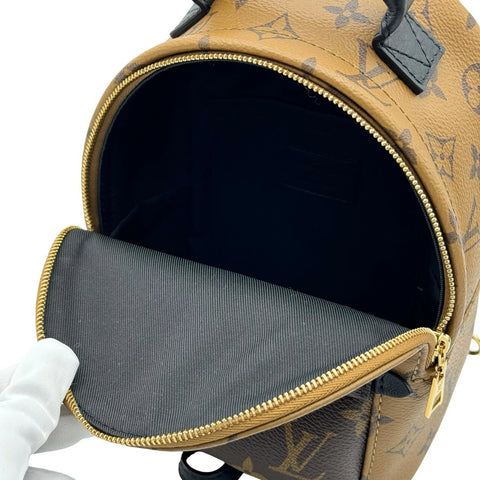 【中古】 LOUIS VUITTON ルイヴィトン モノグラムリバース パームスプリングミニ バックパック M44872 ゴールド金具 リュック 中古品 (LOUIS VUITTON,monogram reverse,parmspring,mini,monogramcanvas,gold,backpack,used)