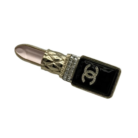 [Used] CHANEL Coco GP Rhinestone Lipstick Brooch Gold A22C (2022) Branded Accessories Brooch Used (CHANEL, coco, rhinestone, lipstick, brooch, gold, used)