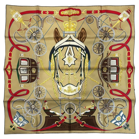 【新品未使用】 Hermes エルメス SCARF スカーフ カレ90 《ステイトリー・ホイールズ》 H004163S06 シルク100％ レディース ギフト プレゼント