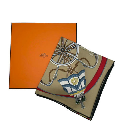 [Brand new, unused] Hermes SCARF Carre 90 "Stately Wheels" H004163S06 100% silk, women's, gift, present