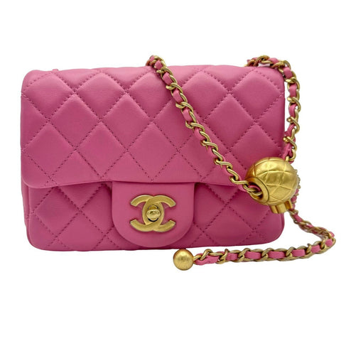 [Used] CHANEL Chanel Mini Matelasse Chain Shoulder Bag Pink Lambskin Pink Gold Hardware 30 Series (2020) Brand Bag Shoulder Bag Used (CHANEL,minimatelasse,pink,lambskin,gold,shourderbag,used)