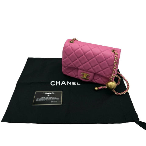 【中古】 CHANEL シャネル ミニマトラッセ  チェーン ショルダーバッグ ピンク ラムスキン ピンク系 ゴールド金具 30番台(2020年) ブランドバッグ ショルダーバッグ 中古 (CHANEL,minimatelasse,pink,lambskin,gold,shourderbag,used)