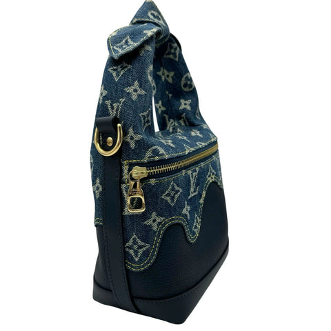 【中古】 LOUIS VUITTON ルイヴィトン ジャパニーズクルーザー M45970 ICチップ デニム×トリヨンレザー ゴールド金具 2way ハンドバッグ 中古品 (LOUIS VUITTON,japanese cruiser,denim,taurillonlether,ic,gold,shourderbag,hanndobag,used)