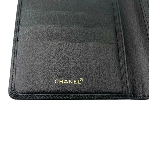 【中古】 CHANEL シャネル ココマーク ウォレット ブラック カーフスキン ゴールド金具 7******(2002年～2003年) ブランド財布 中古品