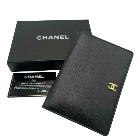 【中古】 CHANEL シャネル ココマーク ウォレット ブラック カーフスキン ゴールド金具 7******(2002年～2003年) ブランド財布 中古品