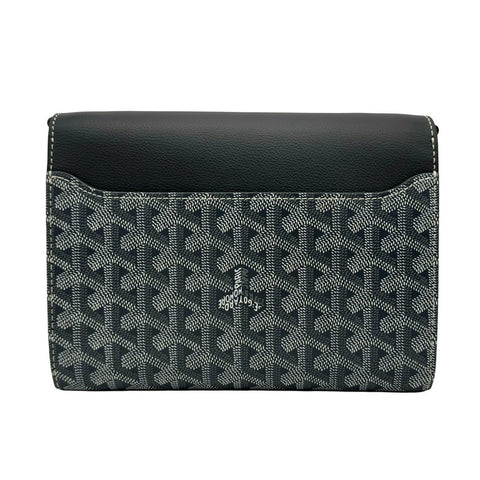 【中古】 GOYARD ゴヤール シプレ ポーチ ウォレット ショルダーバッグ グレー キャンバス×カーフスキン シルバー金具 ブランドバッグ 中古品 (GOYARD,sheeple,pouch,wallet,shourderbag,canvas,calfskin,silver,used)