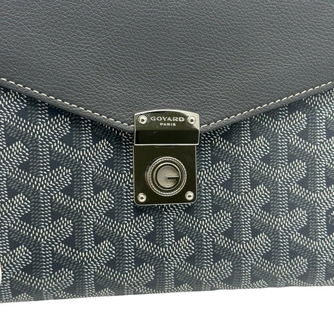 【中古】 GOYARD ゴヤール シプレ ポーチ ウォレット ショルダーバッグ グレー キャンバス×カーフスキン シルバー金具 ブランドバッグ 中古品 (GOYARD,sheeple,pouch,wallet,shourderbag,canvas,calfskin,silver,used)