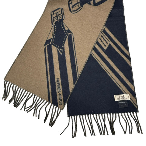 [Brand new, unused] Hermès cashmere scarf "Zigzag Sangle" H394808T07 100% cashmere 25cm x 170cm scarf Hermes scarf present gift