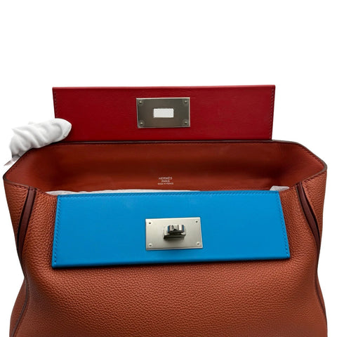 [Used] Hermès Vanquatre 24/24 29 Brick Rouge H Rouge Piment Bleu Frida Togo Swift Silver Hardware Z Engraved (2021) 2-way Bag Used (HERMES, vanquatre, multicolor, togo, swift, silver, handbag, shoulder bag, used)