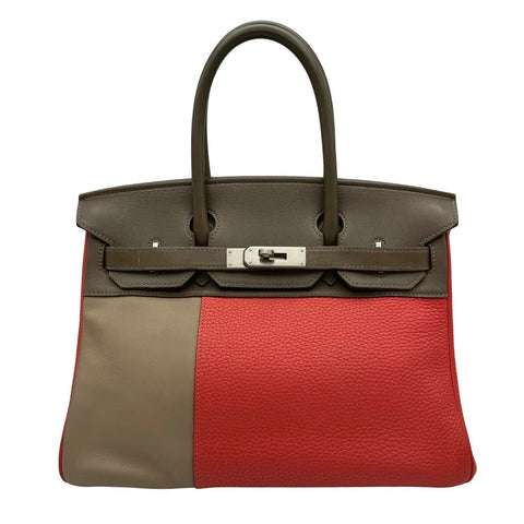 【中古】 Hermès エルメス バーキン30 カザック マルチカラー クレマンス×スイフト シルバー金具 □P刻(2012年) ブランドバッグ ハンドバッグ バッグ  中古品 レディース (HERMES,BIRKIN30,kazak,etope,roselaipur,argile,clemence,swift,silver,handbag,used)