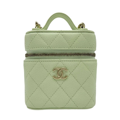 [Used] CHANEL Chanel Matelasse Small Vanity Chain Shoulder Bag Light Green Caviar Skin Green Gold Hardware No. 31 (2021) Used (CHANEL, small, vanity, chain, shourderbag, caviaskin, light green, gold, used)