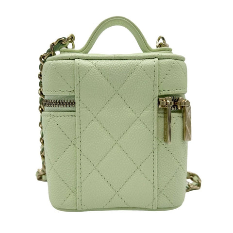 [Used] CHANEL Chanel Matelasse Small Vanity Chain Shoulder Bag Light Green Caviar Skin Green Gold Hardware No. 31 (2021) Used (CHANEL, small, vanity, chain, shourderbag, caviaskin, light green, gold, used)