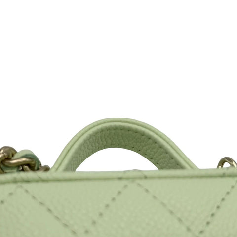 [Used] CHANEL Chanel Matelasse Small Vanity Chain Shoulder Bag Light Green Caviar Skin Green Gold Hardware No. 31 (2021) Used (CHANEL, small, vanity, chain, shourderbag, caviaskin, light green, gold, used)