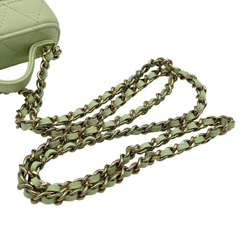 [Used] CHANEL Chanel Matelasse Small Vanity Chain Shoulder Bag Light Green Caviar Skin Green Gold Hardware No. 31 (2021) Used (CHANEL, small, vanity, chain, shourderbag, caviaskin, light green, gold, used)