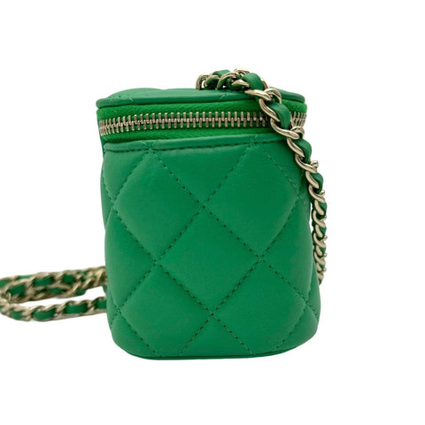 [Used] CHANEL Chanel Matelasse Mini Vanity Chain Shoulder Bag Green Lambskin Green Gold Hardware 29 Series (2020) Used (CHANEL, minivanity, chain, shourderbag, lambskin, green, gold, used)