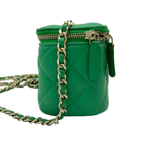 [Used] CHANEL Chanel Matelasse Mini Vanity Chain Shoulder Bag Green Lambskin Green Gold Hardware 29 Series (2020) Used (CHANEL, minivanity, chain, shourderbag, lambskin, green, gold, used)